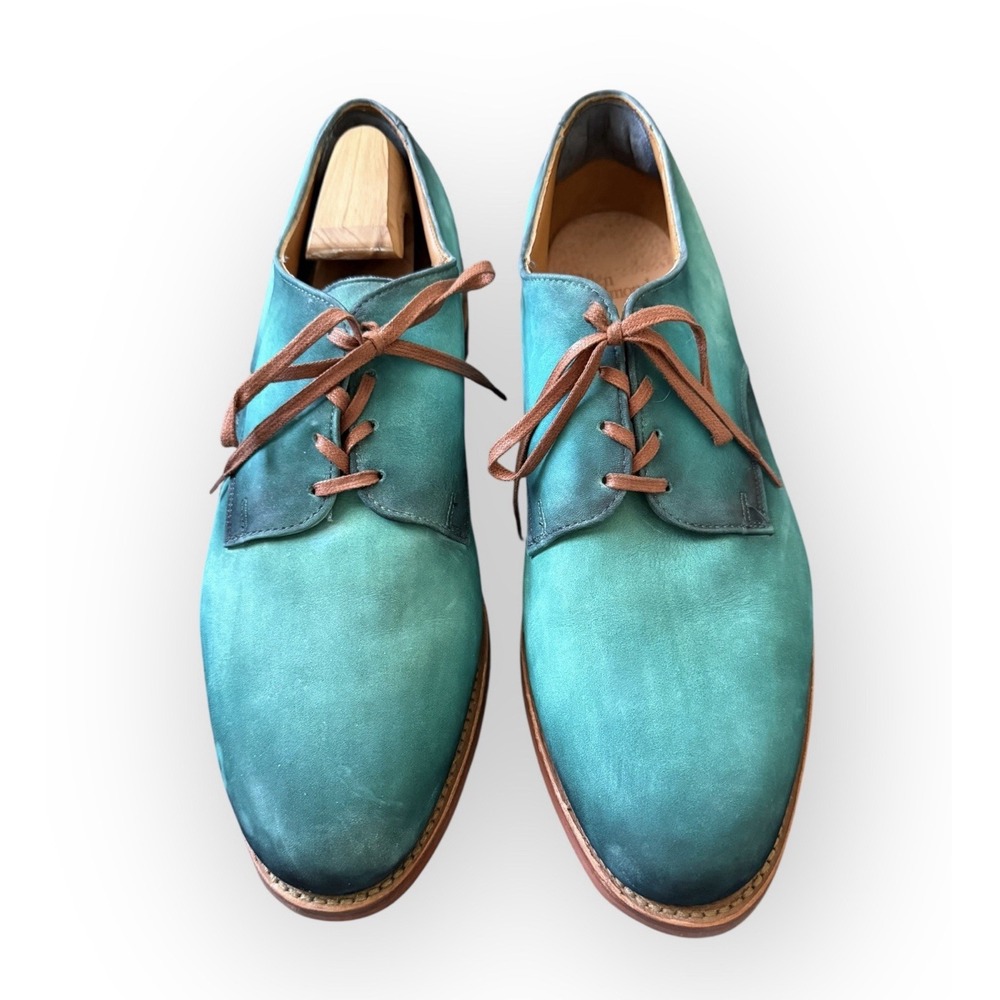 Allen Edmonds‎ Orlean Men's US 14D Turquoise Suede Plain-Toe Derby Dress Shoes